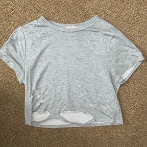 Distressed crop tee